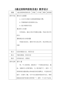 3.4《通过因特网获取信息》教学设计3-七年级上册信息技术【沪科版】