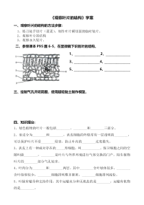 《第二节 植物光合作用的场所》学案-苏教版生物七年级上册