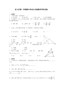 上海市虹口区九年级初三上学期数学期中试卷+答案