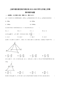 上海市浦东新区南片联合体九年级初三上学期数学期中试卷+答案