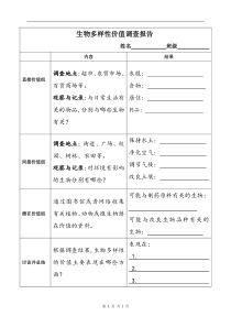 《第一节 生物多样性》调查报告-苏教版生物八年级上册